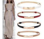 Cinturón con hebilla cuadrada para mujer, informal, a la moda, combina con todo, multicolor, ajustado, de piel sintética blanco