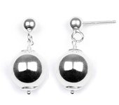 Les Trésors De Lily [M9458] - Boucles Argent 'Billes' argenté (rhodié) - 24x12 mm plata