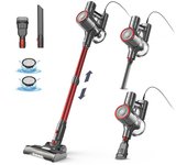 Aspiradora con cable YISORA I8, potente succión de 23 kPa, depósito de polvo de 0,8 l, cable de 6 m de largo, 4 faros LED, autónoma, color rojo, enchufe UE I8 rojo
