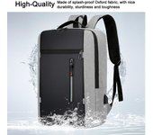 Mochila portátil para acampar, bolsa de viaje, mochila de negocios con puerto de carga USB, compatible con portátiles de 15,6 pulgadas gris