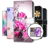 Para Redmi 13C Note 13 12 11 10 Pro Xiaomi Poco X4 X3 NFC X5 Pro M6 Estuche para teléfono con tarjetero de cuero PU con patrón de flores de belleza Xiaomi Redmi 8