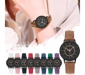 (Quinide) Reloj para mujer Reloj digital con esfera de cuarzo Correa de cuero esmerilado Reloj para damas y niñas One Size rojo