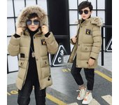 Chaqueta de invierno Boy Park Ropa para niños Ropa de invierno Chaqueta Algodón grueso Grados de engrosamiento 170cm caqui