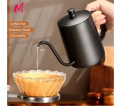 Vierta sobre la tetera de café, cafeteras de acero inoxidable, cafetera por goteo, tetera con cuello de cisne, tetera de café de boca larga gris claro