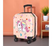 Maleta con ruedas de dibujos animados para niños, maleta con ruedas para equipaje con ruedas, bolsa de equipaje con ruedas redonda de arcoíris rosa, regalo para niño bonito, novedad de 2022 18 inch
