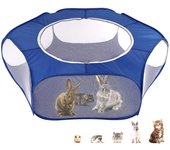 Idepet Tienda de Jaula para Animales pequeños, Parque para hámster con portátil Transpirable azul
