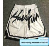 Pantalones cortos de baloncesto de secado rápido para hombre - Estilo KT Thompson, holgados y transpirables para entrenar M blanco
