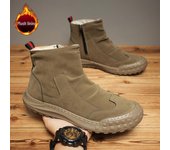 Botas altas de gamuza afelpada para hombre: botas Martin informales, cálidas, resistentes a la suciedad y de estilo retro para otoño/invierno 43 caqui