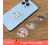 Soporte de anillo para teléfono móvil con diamante, agarre transparente, soporte de rotación de 360 ​​° para Iphone, IPad, tableta y coche oro