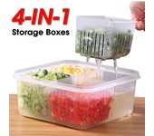 Cesta de drenaje para cocina 4 en 1, contenedores de almacenamiento, cajas para mantener la frescura en el refrigerador, caja de separación de frutas y verduras, herramienta para organizar la cocina