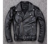 Chaquetas clásicas de primavera con cremallera oblicua para motocicleta, chaqueta de cuero para hombre, piel de becerro Natural, chaqueta de piel de vaca gruesa y delgada para hombre XXXL