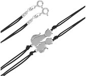 Les Trésors De Lily [P1937] - Bracelets secables argent 'Chats' noir argenté (rhodié) plata