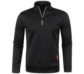 Suéter de punto con cremallera y cuello para hombre, manga fina, estilo terciopelo, moderno, chaqueta de talla grande, jerseys y mangas largas para otoño e invierno (de los hombres) S negro