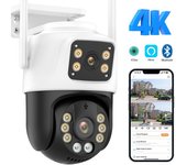 Cámara PTZ para exteriores de la UE nueva de 2024 con cámara IP Wifi HD de 8 MP y 4K, pantalla dual, seguimiento automático, protección de seguridad inalámbrica, vigilancia CCTV iCSee 4MP Camera