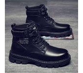 Botas altas de cuero estilo coreano Martin para hombre 2024: botas de trabajo cortas informales con suela gruesa para otoño 43 negro