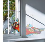 Pegatinas autoadhesivas para ventana de cristal con diseño de gato que mira fijamente, película impermeable y a prueba de humedad, decoración para dormitorio, sala de estar y coche. azul cielo
