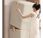 Contenedor de tela extragrande de 220 litros para edredones, ropa de cama, ropa interior y ropa de cama. Portátil y ligero, con cremalleras y asas, fácil de transportar. 30 liters beige