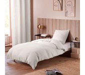 Parure de draps 3 pièces  Noah  Gaze de Coton pour lit 1 Place - Gaze de coton Neige