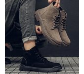 Zapatos de moda para hombre, botines antideslizantes de otoño e invierno, zapatos de seguridad para el trabajo, botas de nieve cálidas de felpa, zapatos de estilo británico, zapatillas de hombre 39 negro
