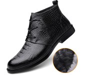 Botas cortas clásicas de otoño e invierno para hombre, cálidas y aterciopeladas, estilo británico, botas altas de cuero para hombre 38 negro