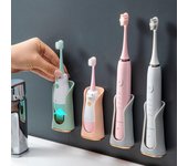Soporte para cepillo de dientes eléctrico, almacenamiento para baño, montado en la pared, de silicona, para niños, sin perforación verde