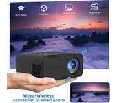 Miniproyector LED YT500 de vídeo móvil para cine en casa, reproductor multimedia, regalo para niños, proyector de pantalla múltiple con cable para Iphone y Android EU Plug negro