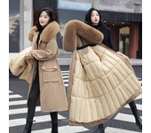 Chaqueta Parka De Otoño E Invierno Para Mujer Con Chaqueta De Algodón Abrigo Largo Desmontable Por Encima De La Rodilla Chaqueta Engrosada M blanco