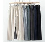 Pantalones hasta el tobillo de lino y algodón para hombre, pantalón transpirable de Color sólido, informal, con cintura elástica, Harajuku, Fitness, para verano 3XL negro