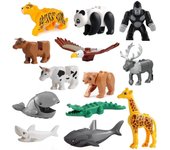 MOC animales bloques de construcción para niños tiburón ballena ciervo Tigre Panda modelo bloques DIY juguetes compatibles ladrillos clásicos juguetes para niños