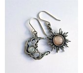 Pendientes Vintage de luna y estrella, pendientes asimétricos de piedra lunar de Color plateado, pendientes para fiesta de Halloween para mujer, regalo de Navidad