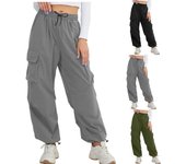 Pantalones de chándal de Invierno para Mujer, Pantalones Casuales de Color sólido, Pantalones de chándal de Lana para Mujer, Pantalones Rectos de Pierna Ancha S