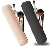 Estuche de viaje para brochas de maquillaje, de silicona, para brochas de maquillaje, portátil, resistente al agua, para mujeres y niñas. caqui