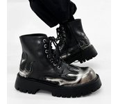 Botas de plataforma estilo punk para mujer y hombre 2024, botas de moto para mujer, zapatos gruesos de moda para mujer, decoración de metal, estilo gótico negro 38 negro