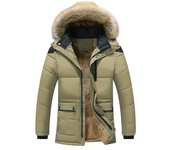 Chaqueta con capucha y cuello de pelo cálido de invierno para hombre, chaqueta ligera y cálida con cremallera, chaqueta cálida informal de talla grande, chaqueta acolchada de algodón con forro 6XL