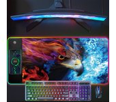 Alfombrilla de ratón RGB extragrande con carga inalámbrica - Negro luminoso de 15 W para juegos y escritorios de ordenador 30*80