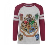 Camiseta oficial de Hogwarts Raglan para niñas de Harry Potter 5-6 Years gris