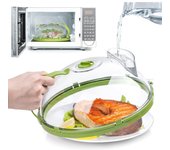 Cubierta para microondas para alimentos, cubierta transparente para salpicaduras de microondas con asa y caja de almacenamiento de agua, cubiertas para platos de 10 pulgadas, utensilios y accesorios de cocina