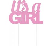 Creative Party Adorno para tarta de plástico con purpurina It's A Girl One Size color rosa