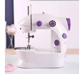 Mini máquina de coser eléctrica para el hogar, pequeña, de doble velocidad, portátil, con luz nocturna, Pedal recto, Kit para principiantes de dos hilos