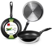 IBILI - Poêle New Ecologic, 24 cm, Acero inoxidable, Xylan antiadhesivo, Compatible con inducción