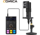 Comica AD Caster C1-K1 Mezclador de audio Interfaz de audio USB Tarjeta de sonido con puertos de 3,5 mm Entrada XLR dual negro