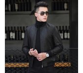 Nuevo Chaqueta de béisbol de cuero genuino para hombre, chaqueta de piel de oveja, abrigo corto L