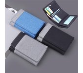 Cartera de tres pliegues para hombre y niño, tarjetero, cartera corta de lona a la moda, monedero de ocio, tarjetero, bolsillo para varias tarjetas gris