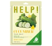 BÉRGAMO ¡Ayuda! Mascarilla de Pepino en Hoja 25 ml - Mascarilla en hoja suavizante con extracto de pepino ¡AYUDA DE BERGAMO!