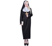 Disfraz de monja y hermana para mujer, disfraz de madre Superior, capa de sacerdote, disfraz de fiesta de Halloween S negro