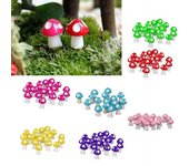 20 minihongos artificiales en miniatura para jardín de hadas, adornos de resina S color rosa