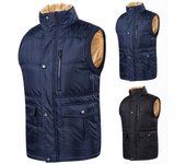 Hombres Casual Invierno Cálido Cremallera Sin Mangas Chaleco Chaqueta Abrigo Outwear Tops M azul