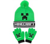 Conjunto de gorro y guantes Minecraft Creeper One Size negro/verde