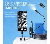Cámara de inspección endoscópica para iOS y Android, minicámara de inspección de doble lente, boroscopio impermeable para tuberías 1M oro rosa
