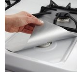 4 Uds. Protector de cubierta de quemador de estufa de Gas de papel de aluminio, alfombrilla de limpieza 2pcs plata